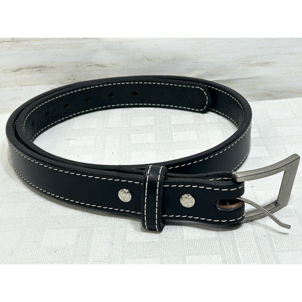 Hanks Leather Goods Women's Black Leather The Bonnie Belt MEDIUM 3rd Hole 38”